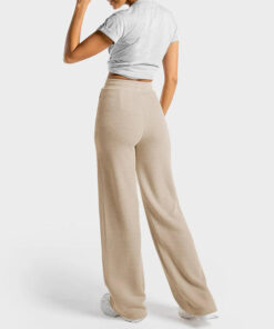 High-Waisted Beige Wide-Leg Drawstring Pants SP38