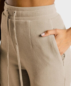 High-Waisted Beige Wide-Leg Drawstring Pants SP38