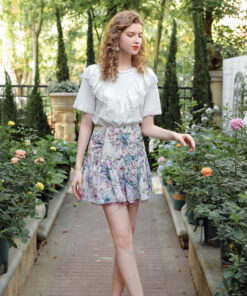 Summer Pastel Floral Pattern Flowing Skirt SP44