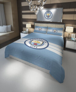 3d Manchester City Fc Logo Soccer Duvet Cover Bedding Set For Fans