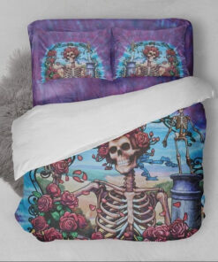 3d The Grateful Dead Flower Skeleton Skull Bed Sheets Duvet Cover Bedding Sets