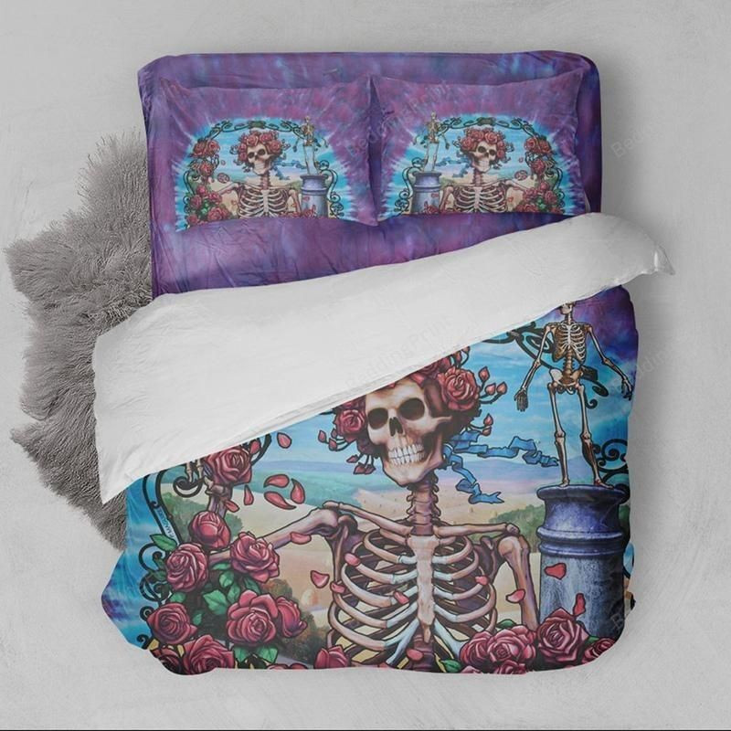 3d The Grateful Dead Flower Skeleton Skull Bed Sheets Duvet Cover Bedding Sets