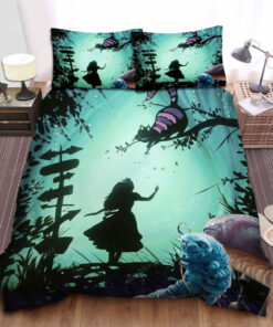 Alice In Wonderland - Asking Cheshire Cat - Blue Caterpillar Bed Sheets Duvet Cover Bedding Sets