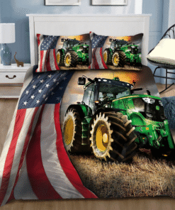 American Flag And Tractor Bed Sheets Spread Duvet Cover Bedding Sets