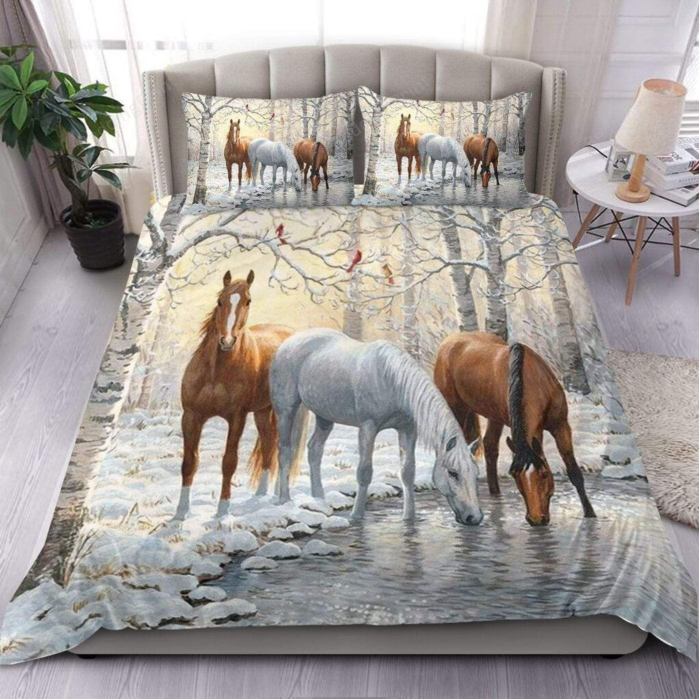 Beautiful Horse In The Winter Bedding Set Bed Sheet Duvet Cover Bedding Sets