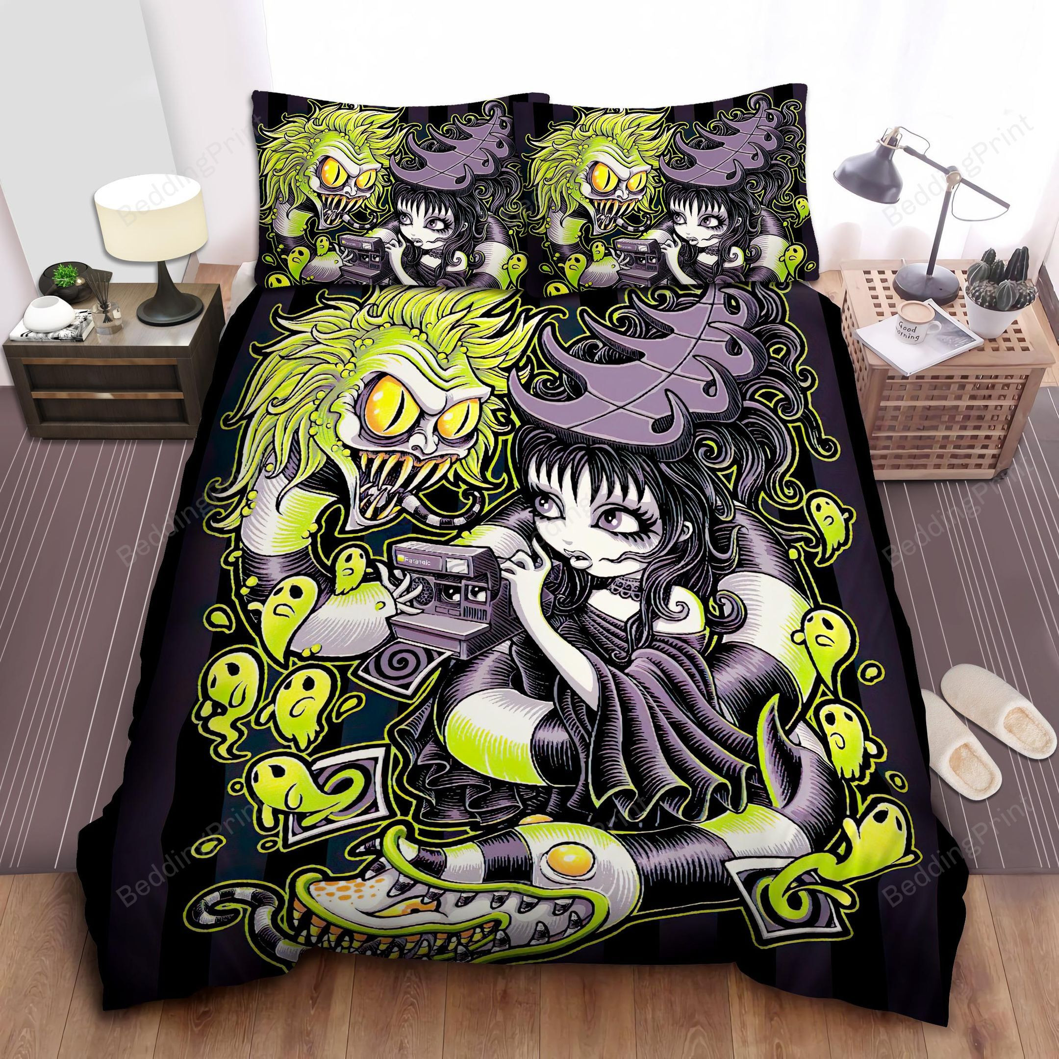 Beetlejuice & Lydia With Sandworm Bed Sheets Duvet Cover Bedding Sets