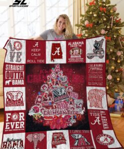 Bl Alabama Crimson Tide Christmas Tree Quilt Blanket