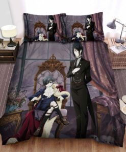 Black Butler Ciel And Sebastian With The Skulls Bed Sheets Duvet Cover Bedding Sets