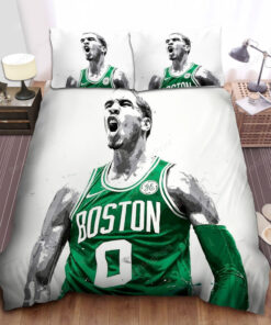 Boston Celtics Jayson Tatum Celebrating Painting Bed Sheet Duvet Cover Bedding Sets