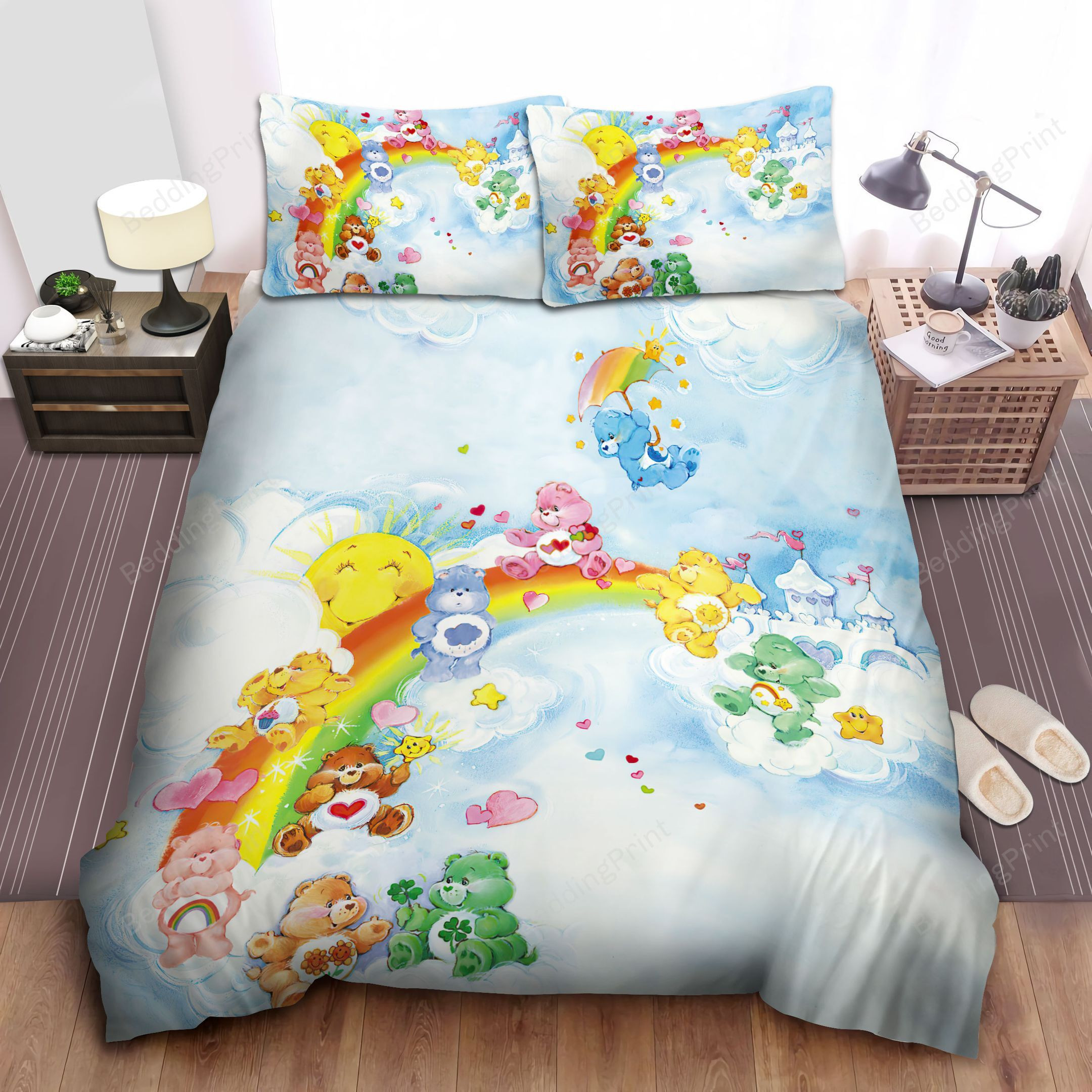 Care Bears Sliding Off The Rainbow Bed Sheets Duvet Cover Bedding Sets