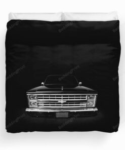 Chevy Silverado Square Body Pickup Black Duvet Cover Bedding Set