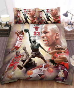 Chicago Bulls Michael Jordan Epic Moments In Career Bed Sheet Duvet Cover Bedding Sets