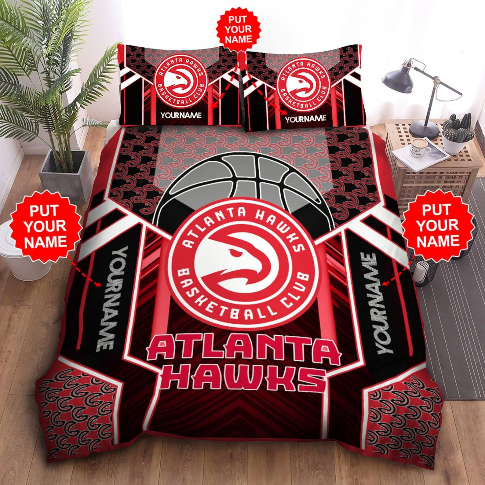 Custom Name Atlanta Hawks Bedding Set Custom Name Atlanta Hawks Duvet Cover Atlanta Hawks Comforter Sets Atlanta Hawks Nba Fan Gift Tdv07