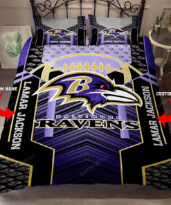 Custom Name Baltimore Ravens Bedding Set - Custom Name Baltimore Ravens Duvet Covers - Custom Name Baltimore Ravens Nfl Fan Bedding Set L698
