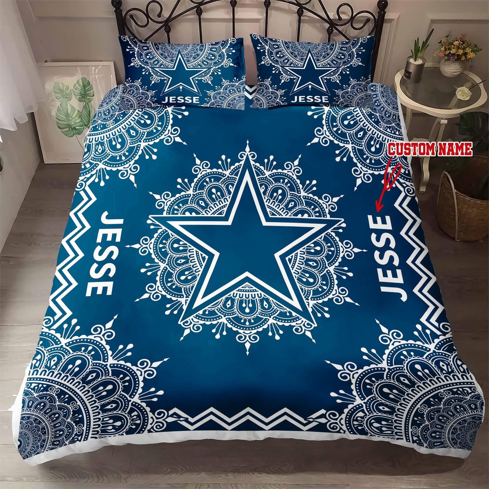 Custom Name Dallas Cowboys Bedding Set Custom Name Dallas Cowboys Duvet Covers Custom Name Dallas Cowboys Nfl Fan Bedding Set Gift Tdv19