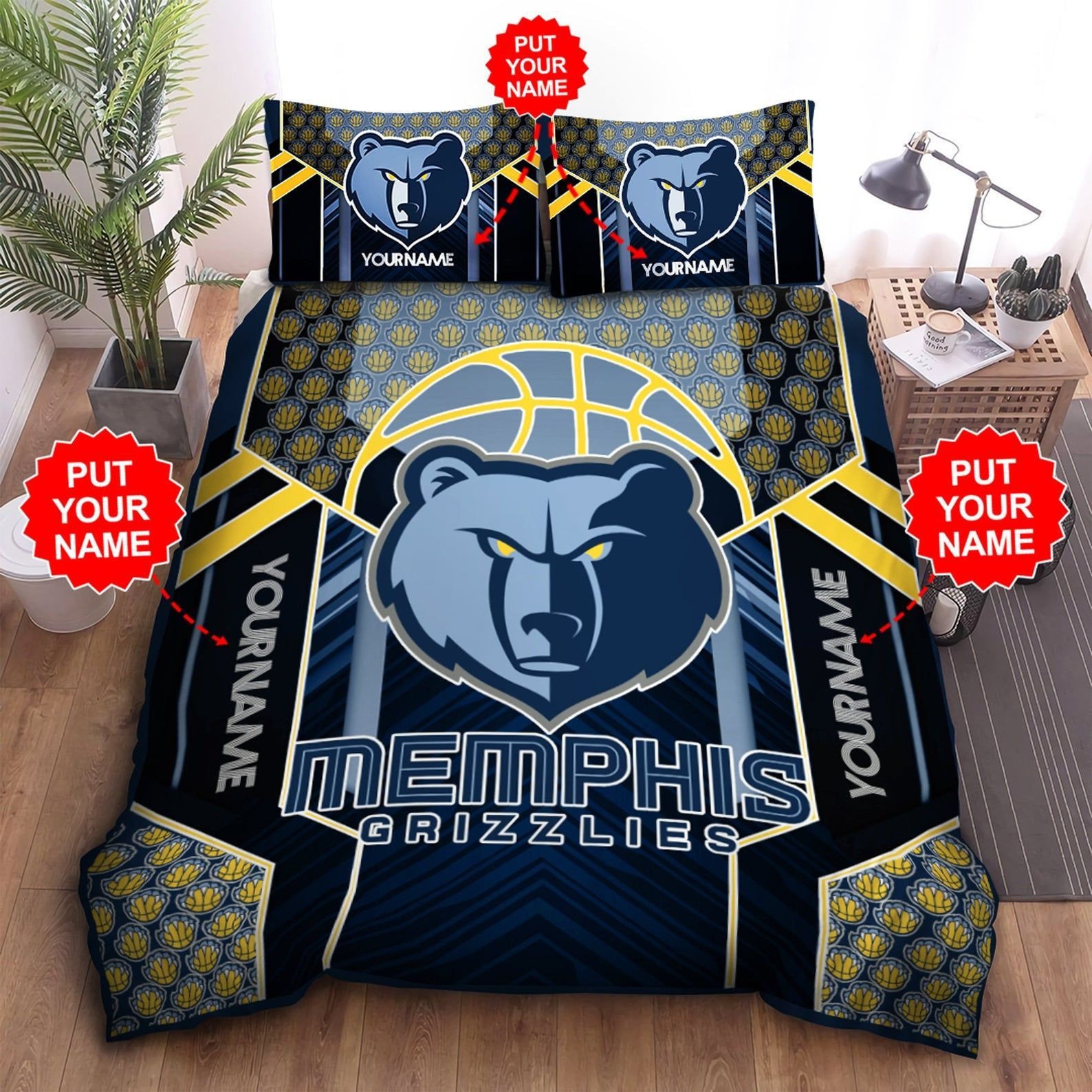 Custom Name Memphis Grizzlies Bedding Set Custom Name Memphis Grizzlies Duvet Cover Custom Name Memphis Grizzlies Comforter Sets Tdv016