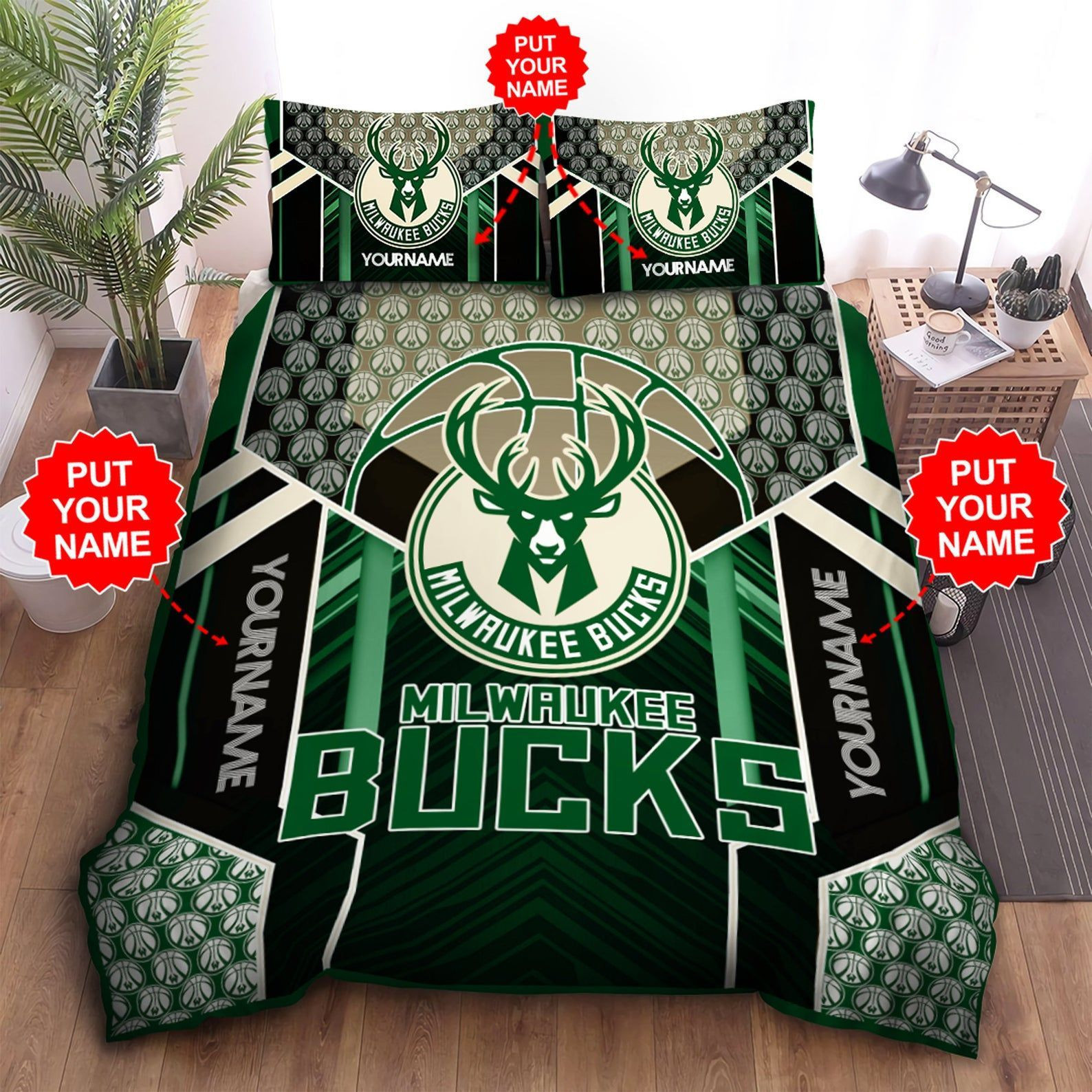 Custom Name Milwaukee Bucks Bedding Set Custom Name Milwaukee Bucks Duvet Cover Milwaukee Bucks Comforter Sets Milwaukee Bucks Nba Tdv02