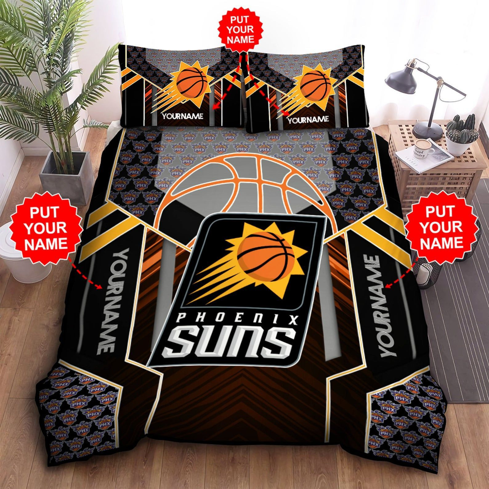 Custom Name Phoenix Suns Bedding Set Custom Name Phoenix Suns Duvet Cover Custom Name Phoenix Suns Comforter Sets Phoenix Suns Nba Tdv013