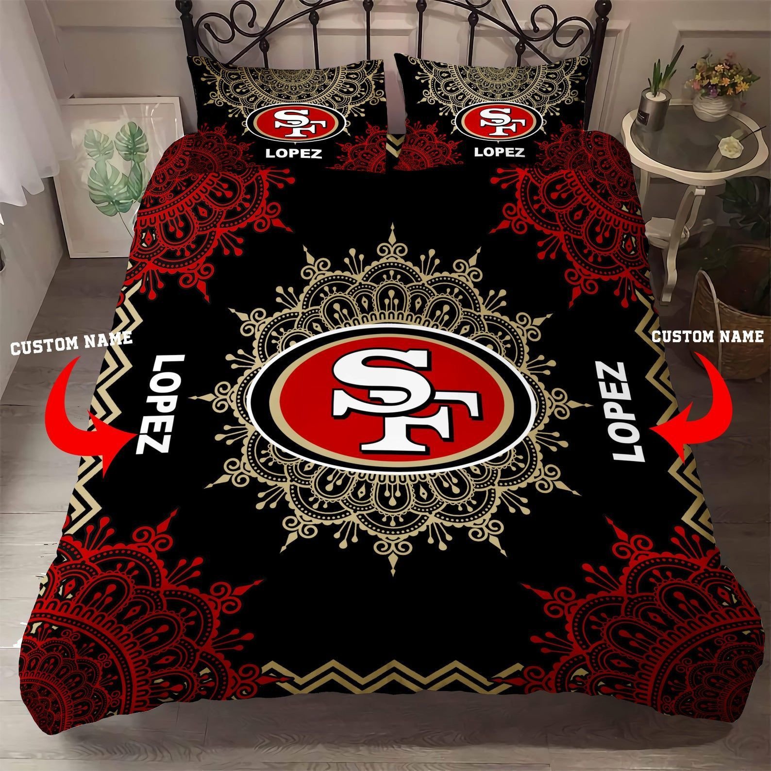 Custom Name San Francisco 49ers Bedding Set Custom Name San Francisco 49ers Duvet Covers Custom Name San Francisco 49ers Nfl Fan L728