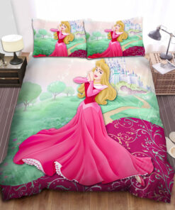 Disney Princess Aurora In Front Of The Castle Bed Sheet Duvet Cover Bedding Sets