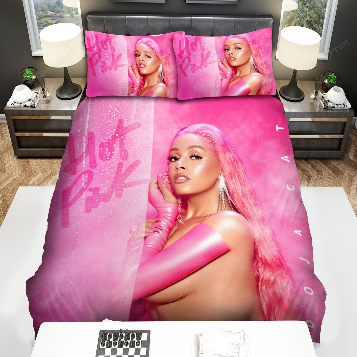 Doja Cat Hot Pink Album Art Cover Bed Sheets Spread Duvet Cover Bedding Sets