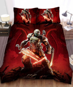 Doom Slayer Using Crucible Bed Sheets Spread Duvet Cover Bedding Sets