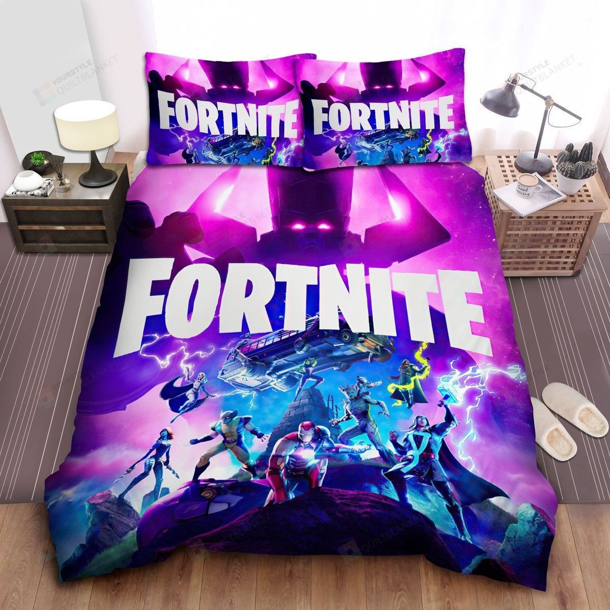 Fortnite Marvel Comic Heroes Skins Bed Sheets Spread Duvet Cover Bedding Set