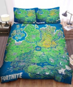 Fortnite Original Map Bed Sheets Duvet Cover Bedding Sets