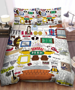 Friends Memorable Moments And Things Illustration Bed Sheets Duvet Cover Bedding Sets