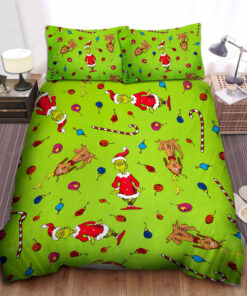 Grinch Christmas Pattern Bed Sheets Duvet Cover Bedding Sets