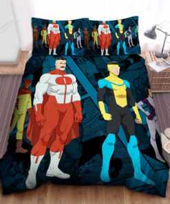 Invincible All Characters Comic Background Bed Sheets Spread Comforter Duvet Cover Bedding Sets