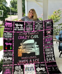 Jeep Girl Black Quilt Blanket 09