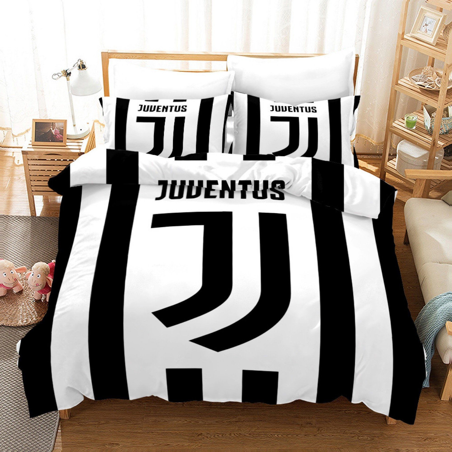 Juventus Soccer Club 3d Logo Duvet Cover Bedding Set