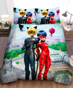 Ladybug & Cat Noir With Tikki And Plagg Photograph Bed Sheets Duvet Cover Bedding Sets