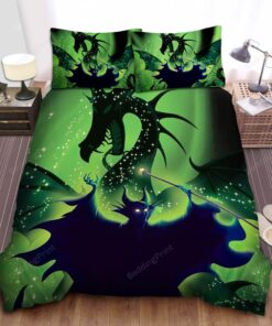 Maleficent Dragon Green Background Bed Sheets Duvet Cover Bedding Sets
