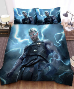 Marvel Thor With The Power Of Thunder Inside His Body Digital Painting Bed Sheets Duvet Cover Bedding Sets