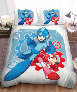 Mega Man And Rush The Robotic Dog Bed Sheets Duvet Cover Bedding Sets