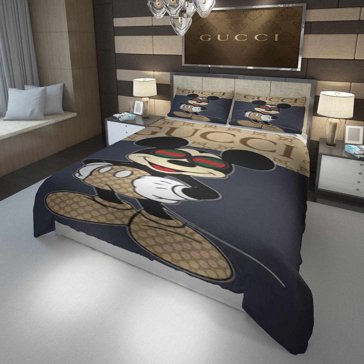 Mickey Mouse Italian Luxury Brand Inspired 3d Customized Bedding Sets Duvet Coverbedlinen Bed Set