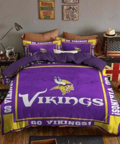 Minnesota Vikings Bedding Set Sleepy Halloween And Christmas (duvet Cover & Pillow Cases)