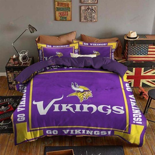 Minnesota Vikings Bedding Set Sleepy Halloween And Christmas (duvet Cover & Pillow Cases)