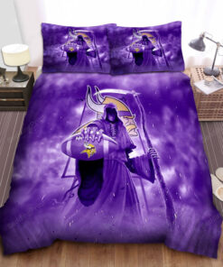 Minnesota Vikings Skull Bed Sheets Spread Duvet Cover Bedding Set Ver 3