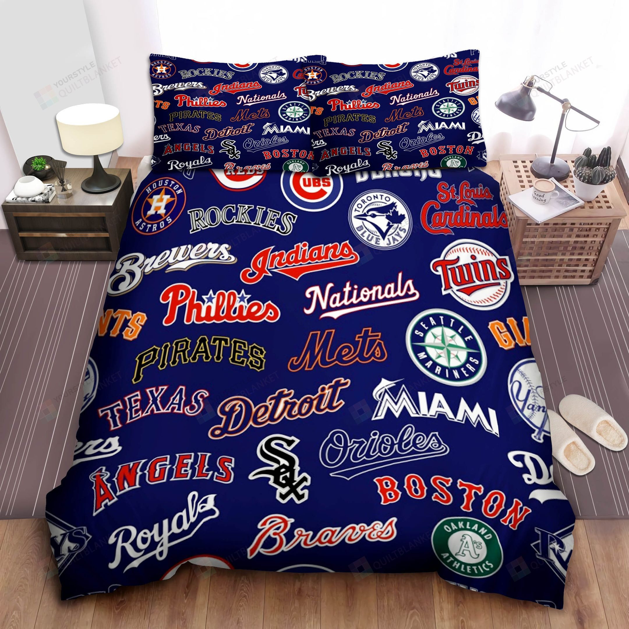 Mlb All Teams Logo Bed Sheets Spread Duvet Cover Bedding Set Ver 4