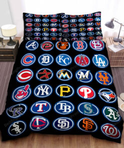 Mlb All Teams Logo Bed Sheets Spread Duvet Cover Bedding Set Ver 8