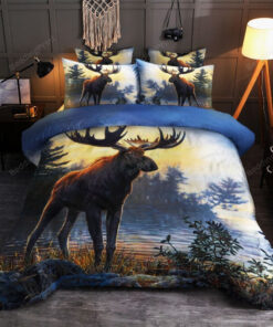 Moose Beside The Lake Bed Sheets Duvet Cover Bedding Sets Perfect Gifts For Moose Lover Gifts For Birthday Christmas Thanksgiving