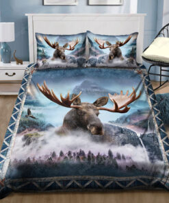Moose In The Foggy Forest Bed Sheets Duvet Cover Bedding Sets