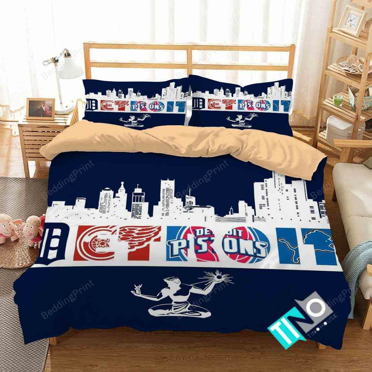 Nba Detroit Pistons 2 Logo 3d Duvet Cover Bedding Sets V