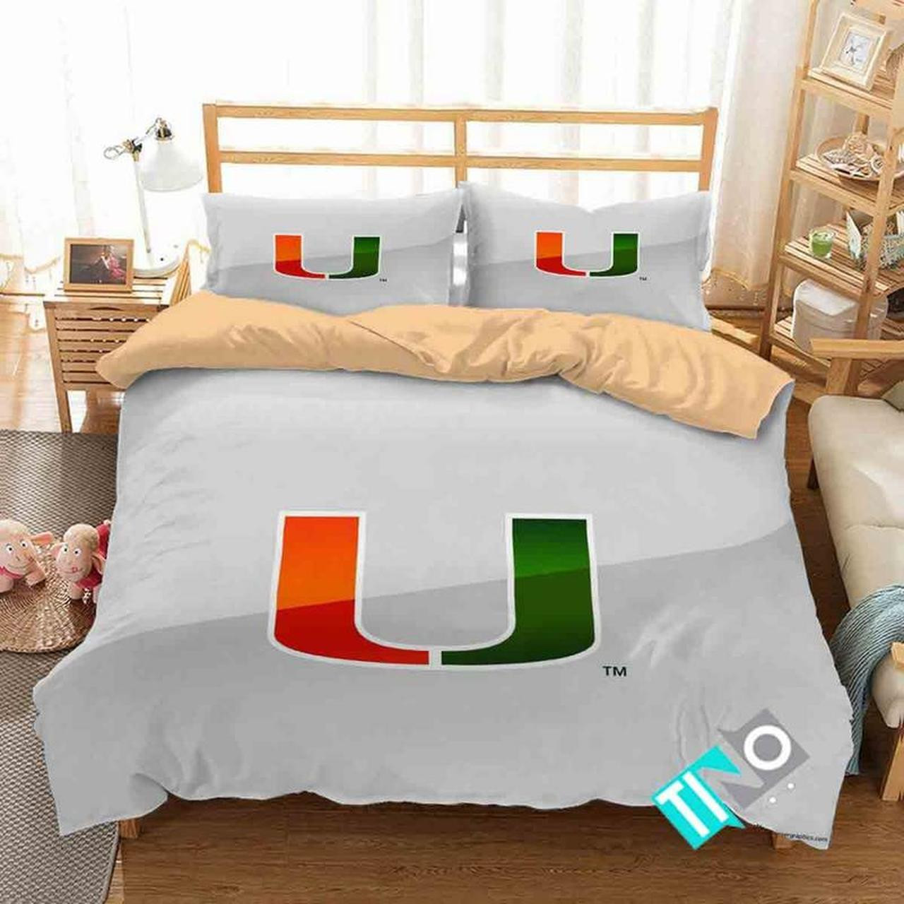 Ncaa Miami Hurricanes 1 Logo V 3d Personalized Customizedbedding Sets Duvet Cover Bedroom Set Bedset Bedlinen
