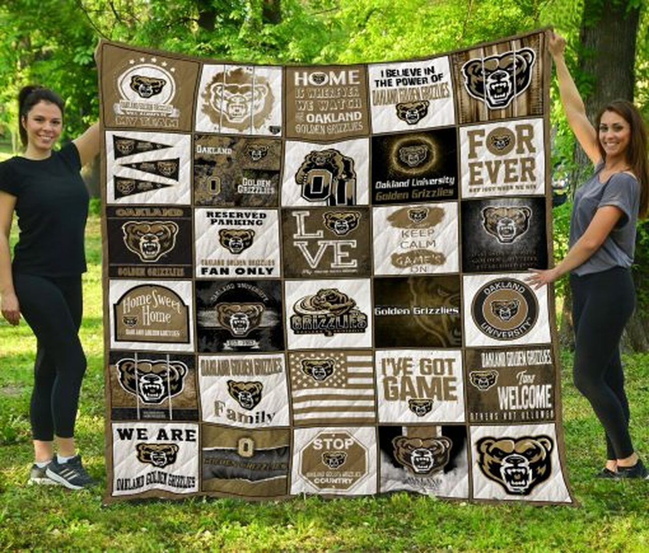 Ncaa Oakland Golden Grizzlies Quilt Blanket 1273