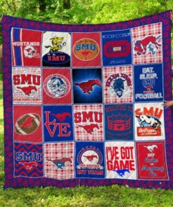 Ncaa Smu Mustangs Quilt Blanket 1106