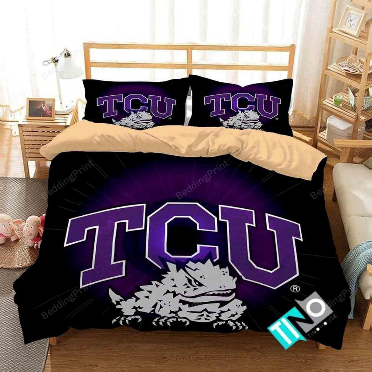 Ncaa Tcu Horned Frogs Logo Duvet Cover Bedding Set